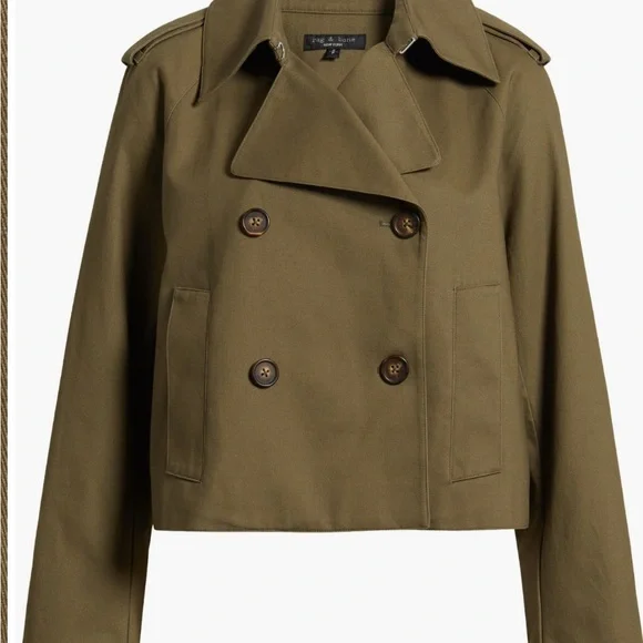 Rag & Bone Army Color Betty Crop Trench Coat - Picture 2 of 5